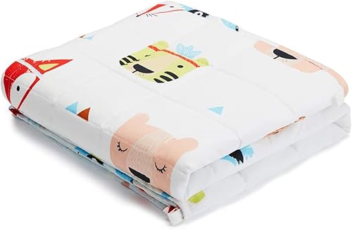 Miniatura 6 de Hiseeme Manta con peso para niños (41 x 60 pulgadas, 7 libras) manta con peso refrescante y transpirable con cuentas de cristal de zorro