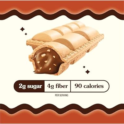Rip Van Crispy Dunes Vegan Chocolate Hazelnut Wafer Sticks Low-Calorie Keto Snack with Hazelnut Cream Filling, 90 Calories, Non-GMO, Prebiotic Fiber - 12 Pack
