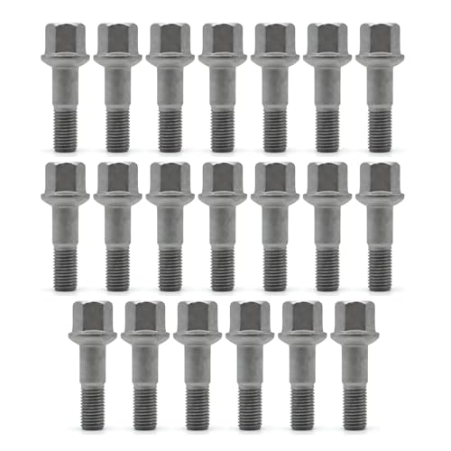 Wheel hub bolts Compatible With Benz For 124 A C E Class CLK SLK W124 W168 W202 S203 C208 A0009901007 A0009904807 M12x1.5 Car Wheel Bolts Lug Nuts(20 piece)