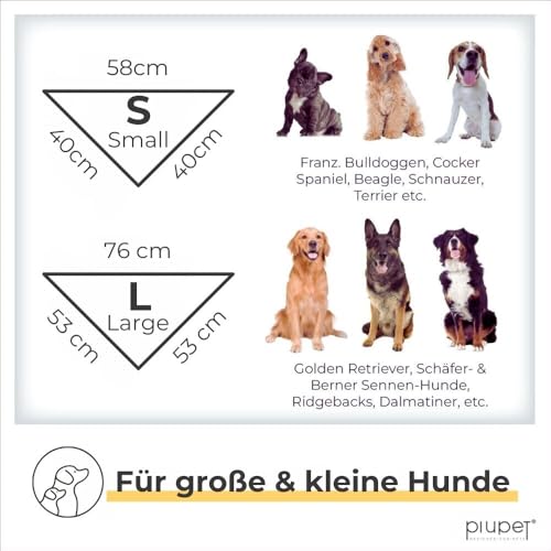 PiuPet® Hundehalstuch I 2er Set Hundehalstücher I Hundehalstuch große Hunde I Halstuch Hund I Stylisches Bandana große & kleine Hunde | Hundebekleidung & Zubehör I Blau/Türkis | (S) 58x40x40cm