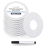 SereneLife 10-Piece Clothing Size Dividers Set – Plastic Round Closet Rack Dividers with Marker Pen, Durable PP Construction, Easy to Label for Retail Stores, Boutiques & Home Closet Organization