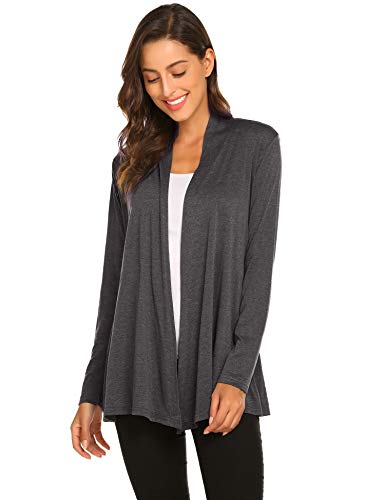 Newchoice Womens Casual Lightweight Long Sleeve Cardigan Soft Drape Open Front Fall Dusters (S-3XL)