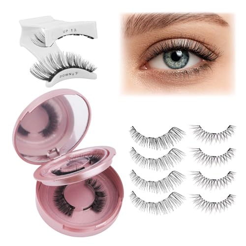 Fadlash Magnetic Eyelashes Kit Magnetic No Glue Eyelashes Natural Look Reusable Magnetic Eyelashes 2 Pairs Magnetic Lashes Without Eyeliner （K8+604）