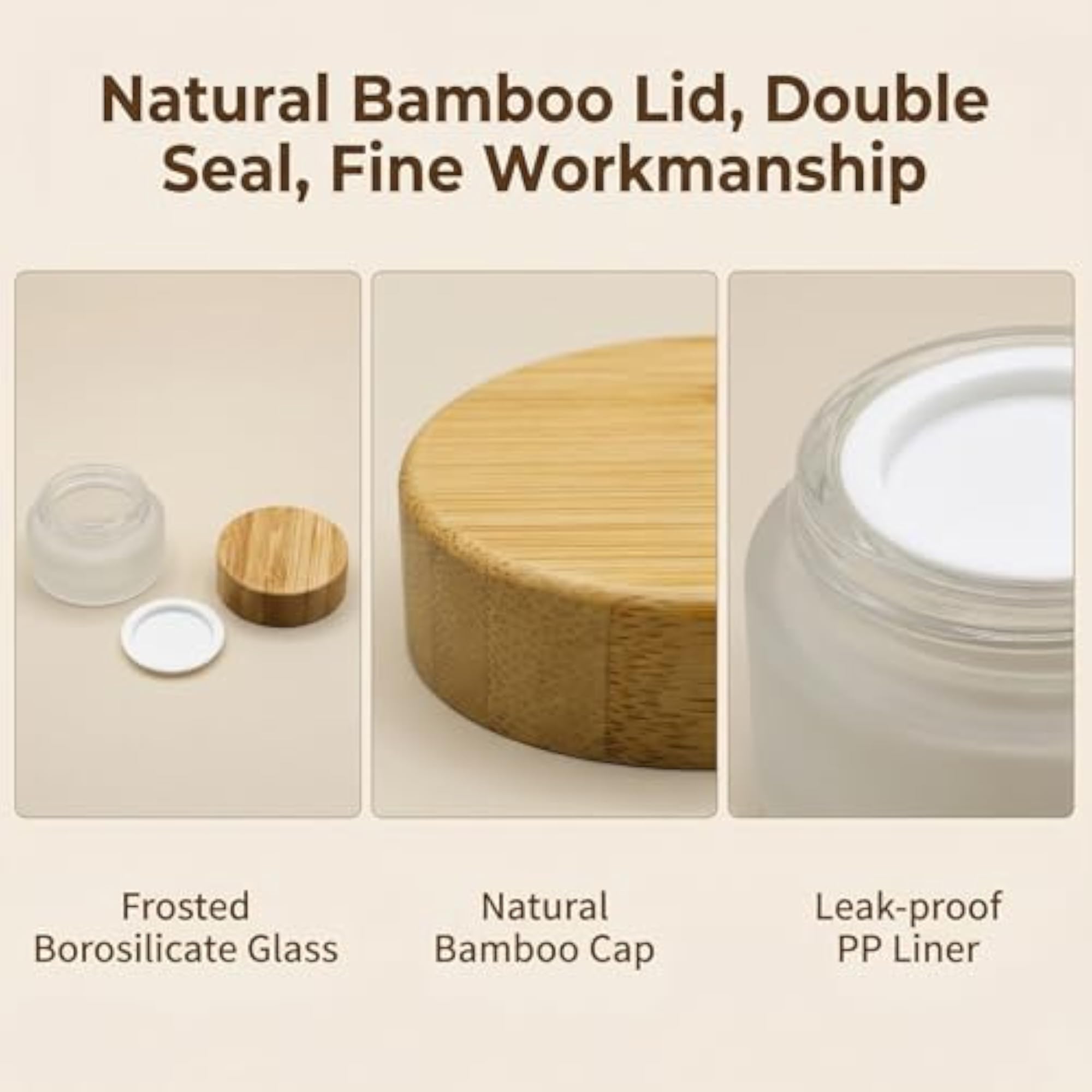 Bamboo Lid Frosted Glass Bottle, 30ml