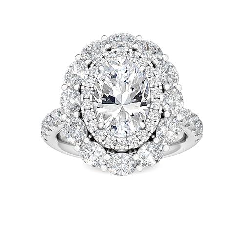1-5 Carat (ctw) White Gold Oval,Round Cut LAB GROWN Diamond Halo Engagement Ring (Color D-E Clarity VS1-VS2)