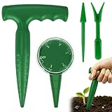 Milifox Blumenzwiebelpfanzer,Pikierstab,Pflanzhilfe für Blumenzwiebein mit T-Griff,Breiter und Pikier Set zum Pflanzen,zwiebelpflanzer Garten für Gemüse,Blumen und Zwiebelpflanze,4 Stück Grün