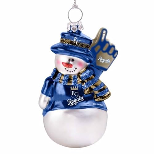 MLB Glitter Snowman Blown Glass Ornament (Kansas City Royals)