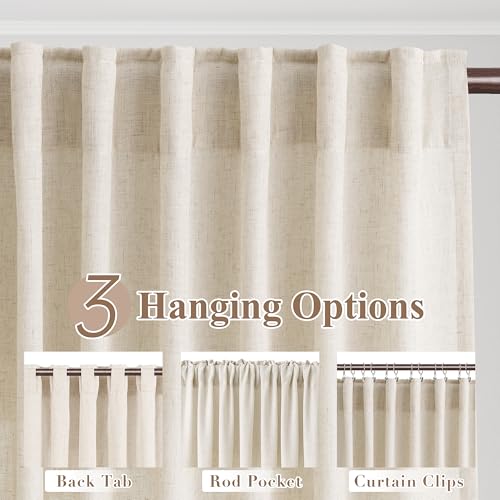 Image of Joywell Linen Curtains 40x90 Inches Long for Living Room Linen