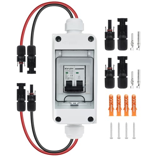 KERWINN Solar Panel Disconnect Switch,30A 400V Miniature Circuit Breaker Box IP65 Waterproof AC/DC...