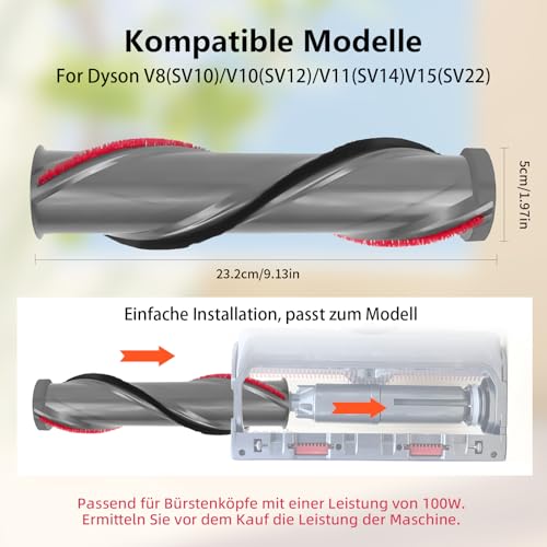 iRobacc Bodenbürste Ersatzbürste Kompatibel mit Dyson V11, V15 Staubsauger für 100W Hochdrehmoment Anti-Knotter Elektrische, Ersatzbürstwalze, Brushroll Brushbar, Bürstenrolle Scrollleiste