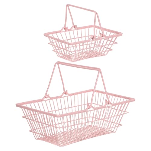 Panier à provisions en métal rose double bac de rangement
