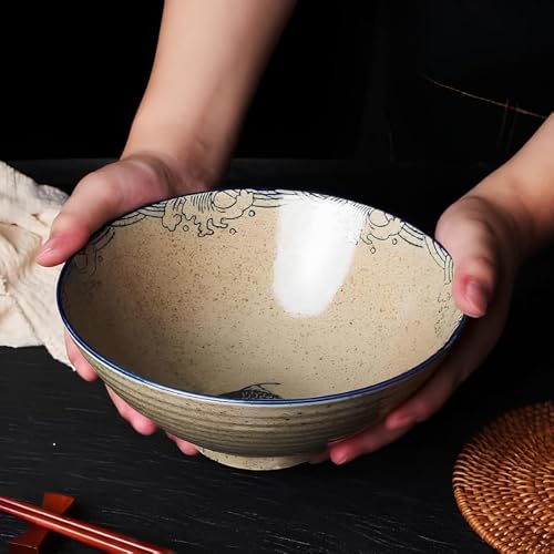 Miniatura 3 de Pyuyan Juego De Cuencos Para Ramen 1200ml, Cuenco Grande Para Sopa Fideos Japonesa, Cuenco Para Ramen De Cerámica, Con Palillos Y Cuchara, Para Sopa De Ramen, Pasta, Macedonia, Arroz