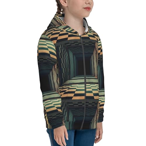 3d Abstract Chess Board Kids Pullover Hoodies Boys Zip Up Sweatshirts Girls Athletic Clothes with Pocket4