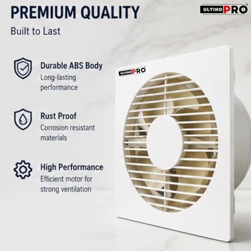 Image of 8 Inch Exhaust Fan for Kitchen & Bathroom | 200mm High Speed Ventilation Fan | Powerful Air Suction | Low Noise Operation | Rust Proof Body | Wall & Glass Mount | Energy Efficient | (IVORY)