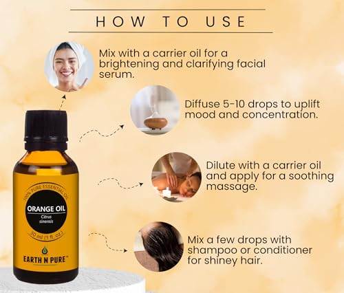 Image of Earth N Pure Lavender Oil, Lemongrass Oil, Jasmine Oil, Rose Oil and Orange Oil Pack of 5 - 15 ml each