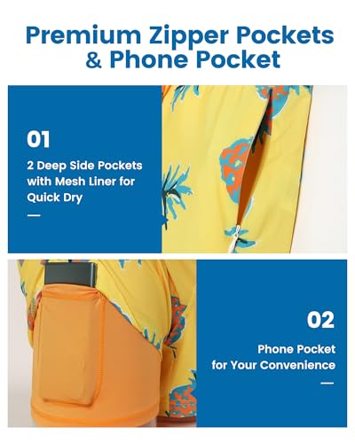 Image of maamgic Mens Swim Trunks with Compression Liner 5 Inch, Quick Dry Bathing Suit with Zipper Pockets, No-Chafing Swim Shorts