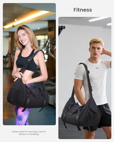 LOVEVOOK Sporttasche Damen Herren, Gym Bag, Befestigung für Yogamatte, Sporttaschen mit Schuhfach, Schwimmtasche Kleine, Weekender Reisetasche, Handgepäck Tasche für Fitnessstudio, Reise, Yoga, Sauna