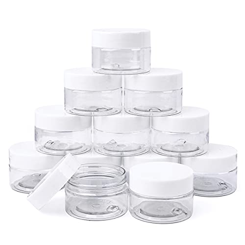 1 Oz Plastic Jars, Plastic Cosmetic Containers With Lids, Sample Jars with Lids, Small Sample Containers , Slime Storage, Tiny Containers with Lids ,Wide-Mouth Plastic Containers, Plastic Slime Storage Jars, Clear Slime Storage Jars