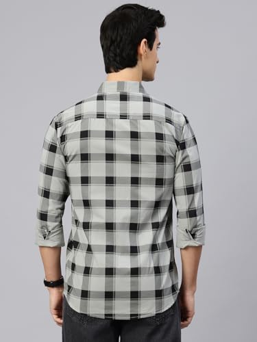Image of Majestic Man Men Comfort Slim Fit Pure Cotton Tartan Checked Casual Shirt