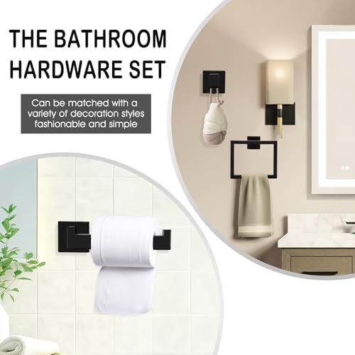 15 Pcs Matte Black Bathroom Hardware Set, 23.3 Inch Bath Towel Bar Set,Towel Rack Square Towel Bar Set, SUS304 Stainless Steel Towel Racks for Bathroom Wall Mounted, Heavy Duty Towel Holder Set