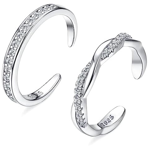JeryWe Adjustable Sterling Silver Toe Rings Set Cover