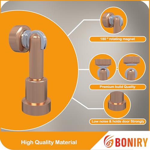 Image of Boniry Premium Magnetic Door Stopper | Durable, Stylish & Rustproof | Protects Doors | Strong Hold, Easy Installation, Perfect for Home & Office Use (1, Rose Gold)