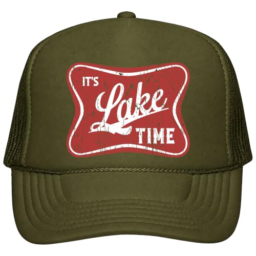 Image of It's Lake Time Summer Classic 5 Panel Foam Front Mesh Snap Back Trucker Hat