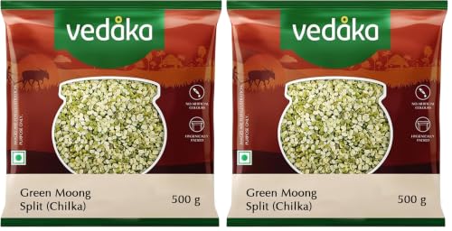 Image of Amazon Brand - Vedaka Popular Unpolished Green Moong Split (Chilka), 500 g|Naturally Rich in Protein |Naturally Cholesterol free (Pack of 2)