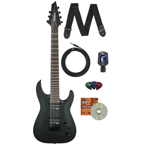 Jackson JS Series Dinky Arch Top JS22-7 DKA HT 7-String Electric Guitar - Satin Black Bundle with...