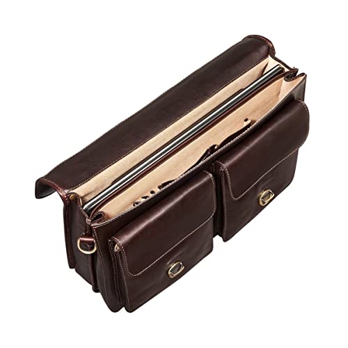 Image of Maxwell Scott - Mens Leather 17 inch Laptop Briefcase Satchel with Padded Strap - Made from Full Grain Hides - The Loreto Large