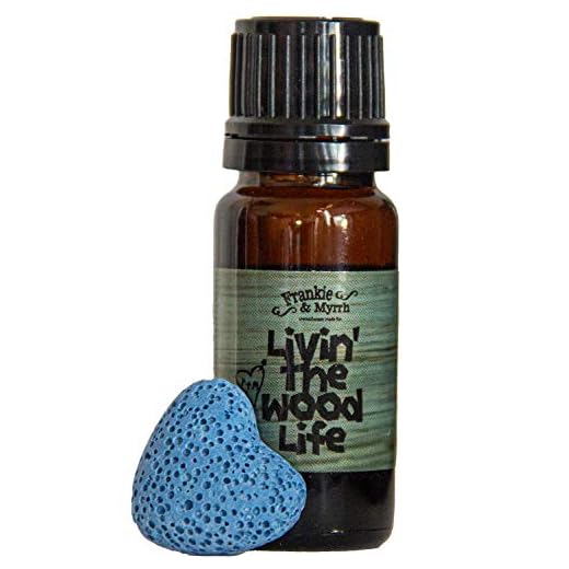 Livin' The Wood Life - Patchouli Vanilla Cedar Essential Oil Blend w/ Portable Lava Stone Diffuser | Pure Aromatherapy for Good Vibes and Energy | Natural Perfume Blend