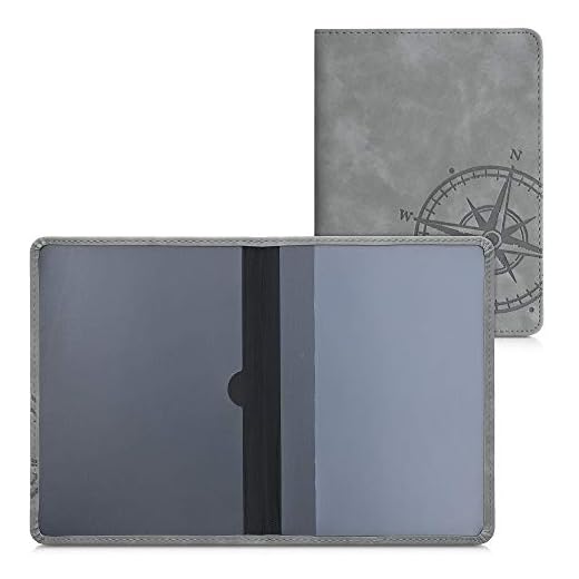 kwmobile Funda para permiso de circulación coche de piel sintética nobuk - Para documentos 10.5 x 14.8 CM doblados - gris
