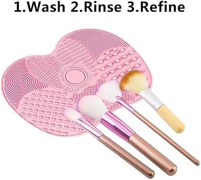 Pink Makeup Brush Cleaner Mat Make Up Cleaning Pad Cosmetic Cleaning Pad Scrubber Board Tool with Suction Cups Makeup Brushes Tools