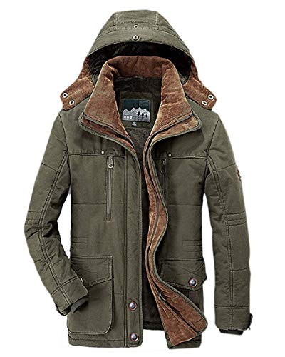 Image of PRIJOUHE Men's Winter Coats Down Jackets Outerwear Long Cotton Coat Men Thick Warm Fur Jacket Coat Overcoat