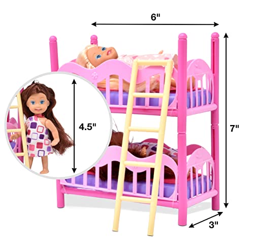 Doll Bedroom Set With Accessories Bunk Bed Furniture 2 Mini Fashion Dolls With Hair To Style Slumber Sleepover Party Set For Toddlers Kids Girls Age 3 4 5 6 7 8 #TOP4