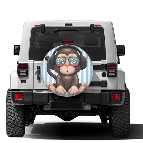 Image of Delerain Spare Tire Cover Cute Monkey Wheel Covers Sun Protection Waterproof for Jeep Truck RV Trailer SUV and Many Vehicle (14 Inch for Diameter 23 inch-27 inch)