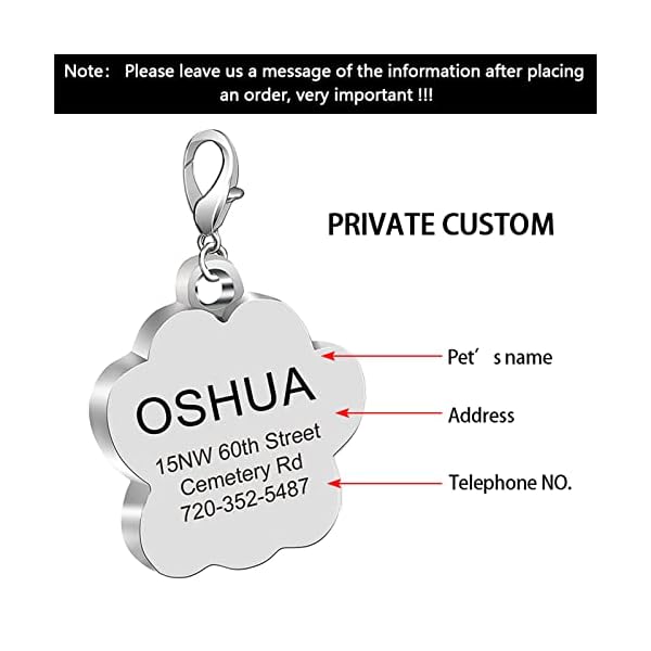 Nibana Personalized Pet ID Tags, Custom Dog Tags, Cat Tags, Cute Glitter Paw Pet Tags, Engraved on Back Side, Easy to Read(M Pink) Nibana Personalized Pet ID Tags, Custom Dog Tags, Cat Tags, Cute Glitter Paw Pet Tags, Engraved on Back Side, Easy to Read(M Pink)
