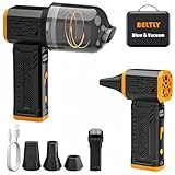 Compressed Air Duster, 130K RPM Powerful Cordless Mini Blower with Display, 10-Gear Adjustable Car Vacuum with Fast Charging, Rechargeable Handheld Vacuum for Home, Outdoor and Car (Black, 2-in-1)