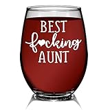 YouNique Designs Aunt Wine GLass, 11 Ounces, Best Aunt Ever Gifts, Auntie Wine Glass from Niece and Nephew