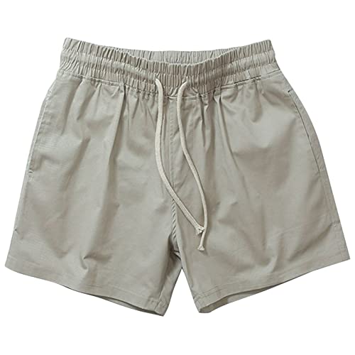 Maiyifu-GJ Men's Bodybuilding Workout Shorts Running Lightweight Athletic Short Pants Drawstring Training Shorts with Pocket (Khaki,X-Large)