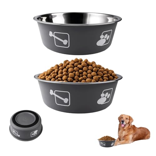2 Pezzi Ciotola per Cani Grandi 1560 ML, Ciotola Cane da 20 cm, Ciotola Acciaio Cane con Base In Silicone Antiscivolo, Ciotola Rotonda In Acciaio Inossidabile per Animali Domestici per Cani Di Grandi