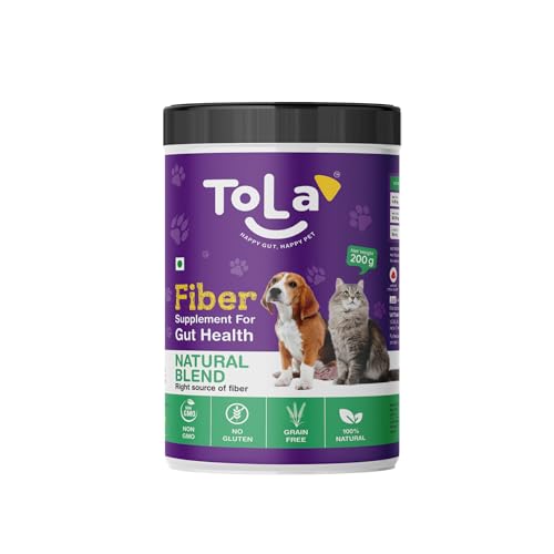 Tola Fiber Dog Supplement & Cat Supplement | Natural Blend|Supports Digestion & Gut Wellness | 100% Human-Grade Ingredients | All-Natural, Gluten-Free | Suitable for All Breeds & Life Stages (200g)