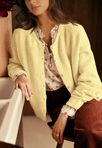 Image of PRETTYGARDEN Long Sleeve Crewneck Button Down Womens Sweaters Fall Open Front Chunky Cardigan Sweaters for Women 2026