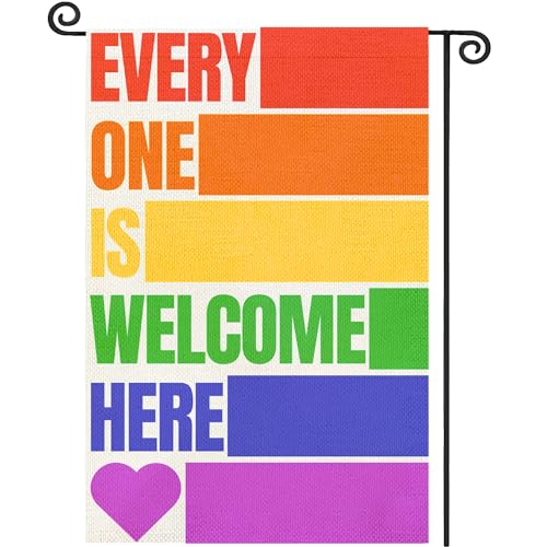 Pride Garden Flag - Pride Decorations LGBT Garden Flags LGBT Themed Decorations Rainbow Theme Welcome Banner Outdoor Yard Garden Decorations Double Side 12 x 18 inches