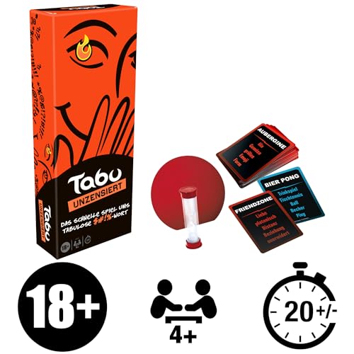 Hasbro Gaming Taboo Unzensiert, Partyspiel nur für Erwachsene, die scharfe Version des Klassikers, mit kostenlosem Online-Tool