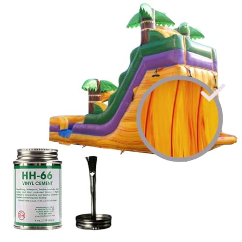 Moose Supply HH-66 Vinyl Repair Kit | Inflatable Bounce House Repair Kit | Yellow Marble | Includes 4 Ounce Adhesive and Vinyl Roll | for Flexible, Waterproof Repairs of Tears, Punctures, and Holes