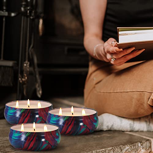 Citronella Candles Outdoor Large Wick,13.5 Oz X 3 Pack,Natural Soy Wax Essential Oils Big Portable Travel Tin Candles For Summer, Lemongrass Citronella #TOP3