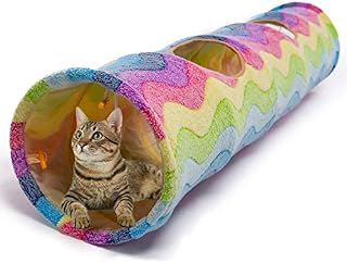 Luckitty Large Cat Toys Collapsible Tunnel Tube with Plush Balls, for Small Pets