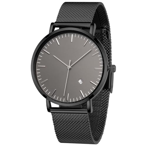 Montre à quartz analogique TWOPTION avec date automatique et bracelet en maille acier pour homme