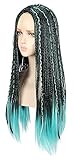 yuehong Green Long Braided Adult Box Braid Wig Synthetic Wigs For Women